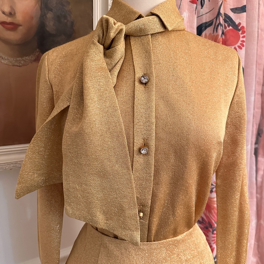 Vintage Gold Shaheen skirt suit 1960s made in Hawaii - Picture 5 of 8